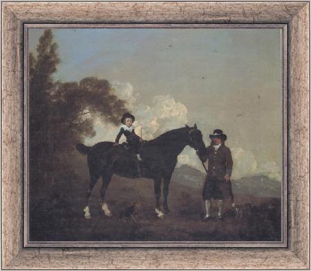 framed  Thomas Gooch A Child on A Hunter Held by a Groom and Tow Terriers in a Landscape, Ta3071-1